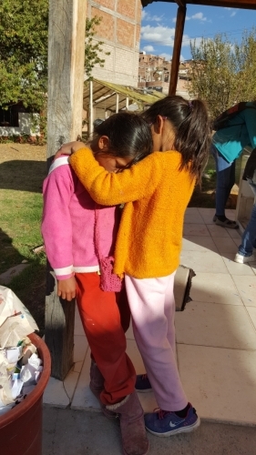 This little girl had special challenges - comforting each other