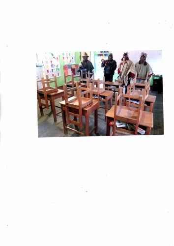 Desks and chairs provided by donations 